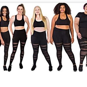 Black Popfit Mesh Stripe Leggings